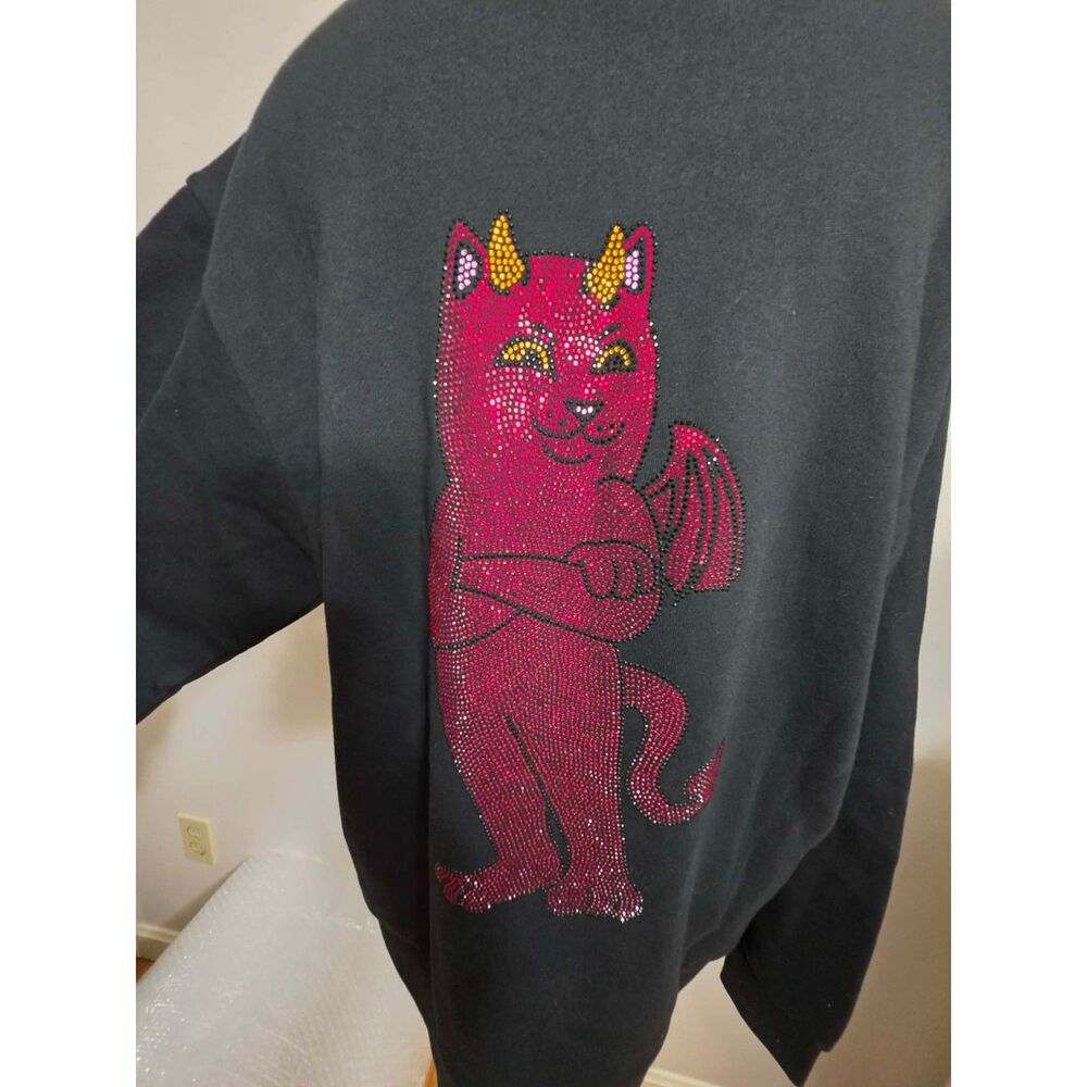RIPNDIP Sent From Heck Rhinestone Lord Nermal Devil Cat Hoodie